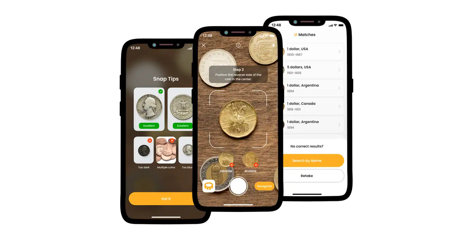 A screen from the Coin ID Scanner app.